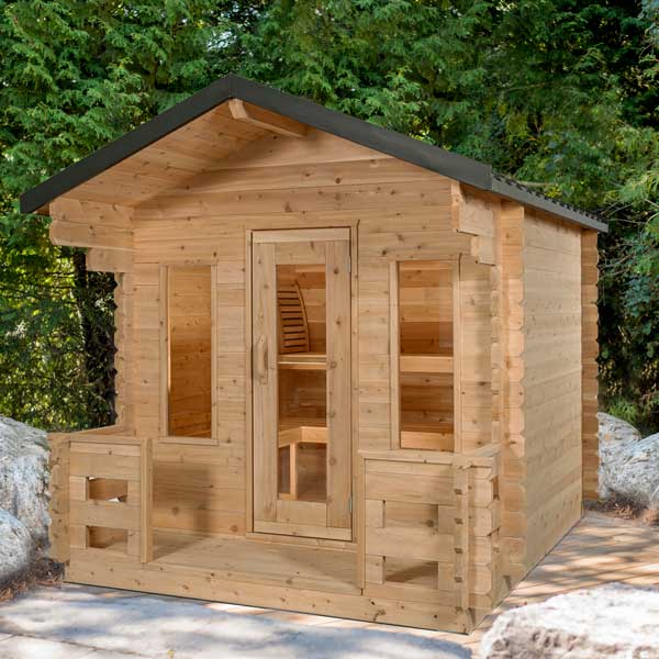Canadian Timber Georgian Cabin Sauna with Porch